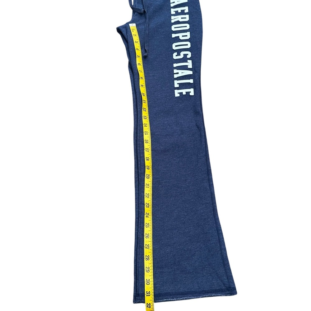 Aeropostale Women's Medium Blue Heather Spellout Graphic Flare Sweatpants Y2K - Picture 8 of 10